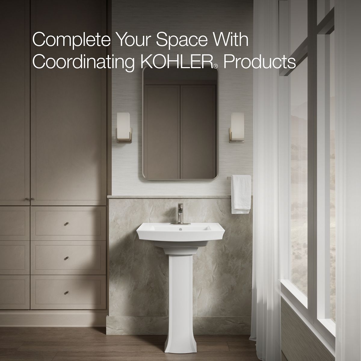 KOHLER K-2359-4 Archer Pedestal bathroom sink with 4" centerset faucet holes