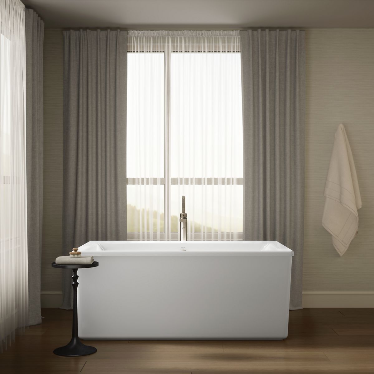 KOHLER K-24010 Stargaze 60" x 34" freestanding bath with straight shroud