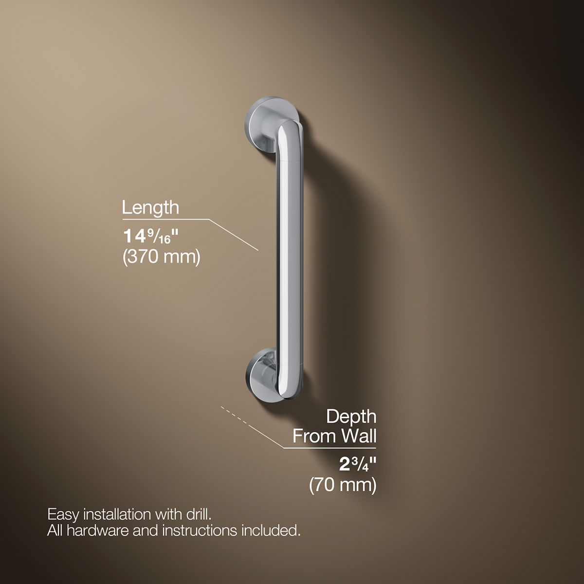 3/4 view of product with dimensions