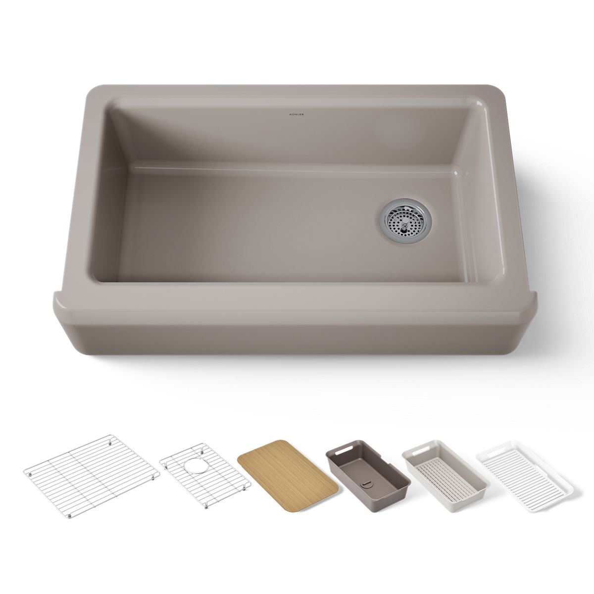 KOHLER Riverby 35-3/4" undermount single-bowl farmhouse workstation kitchen sink