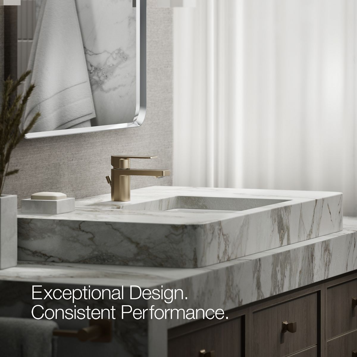 KOHLER K-24804-4K Parallel Low single-handle bathroom sink faucet, 1.0 gpm