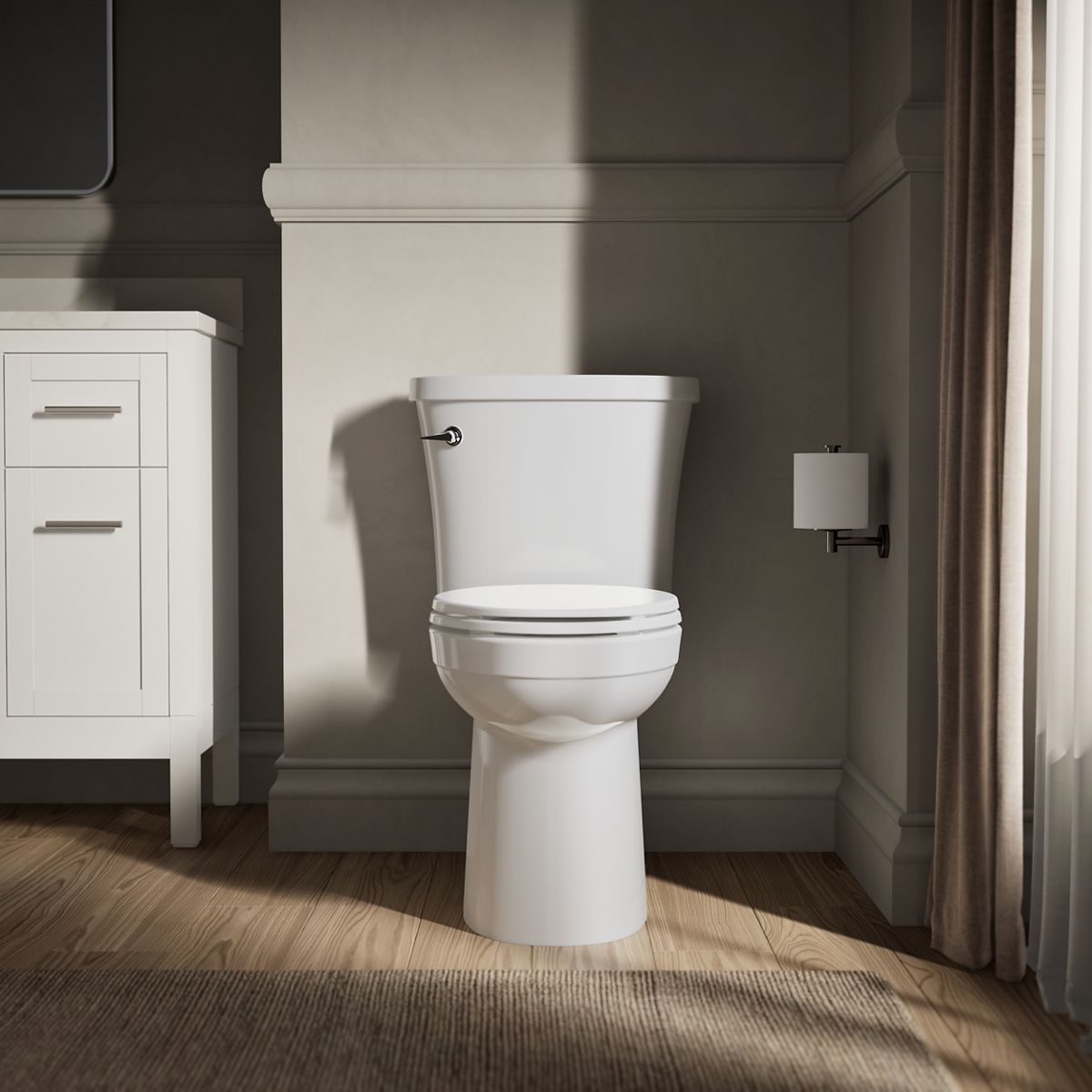 KOHLER K-25077-0 K-25077 Kingston ComForteeight Two-piece Elongated 1.28 GPF Chair Height Toilet, white - view 5