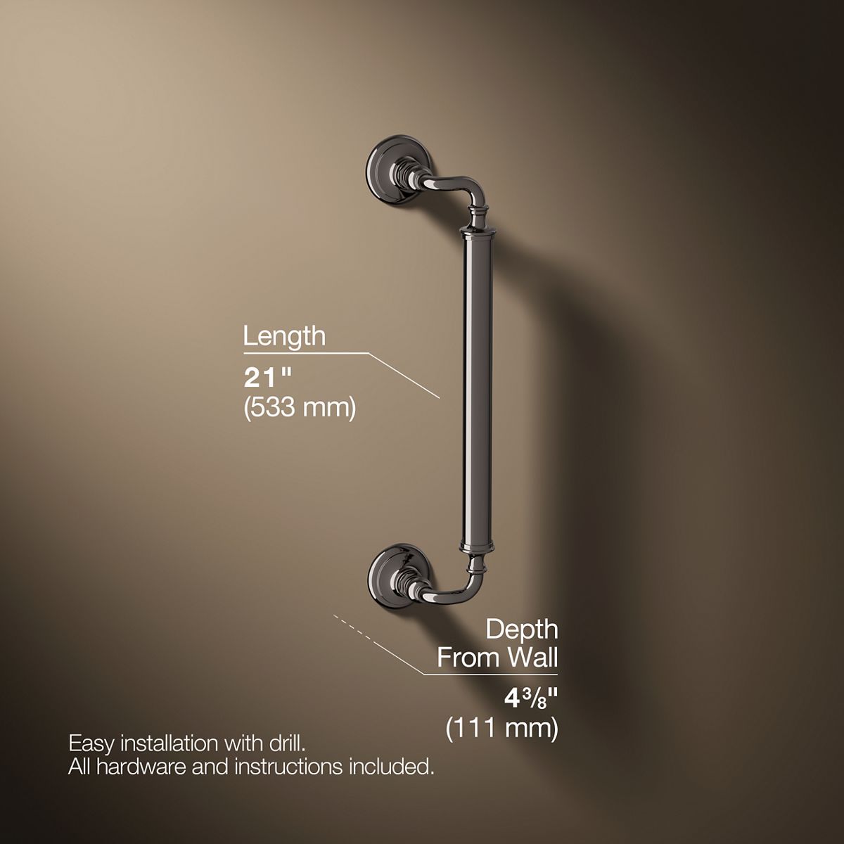 3/4 view of product with dimensions