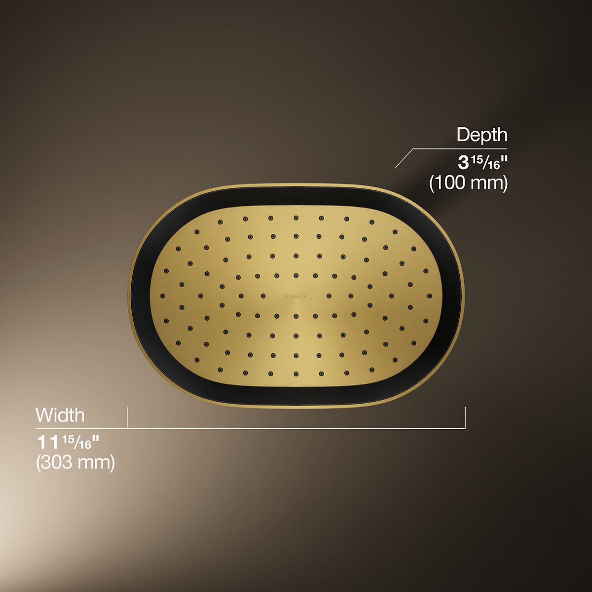 KOHLER K-26293 Statement® Oblong 12" Single-function Rainhead, 2.5 GPM