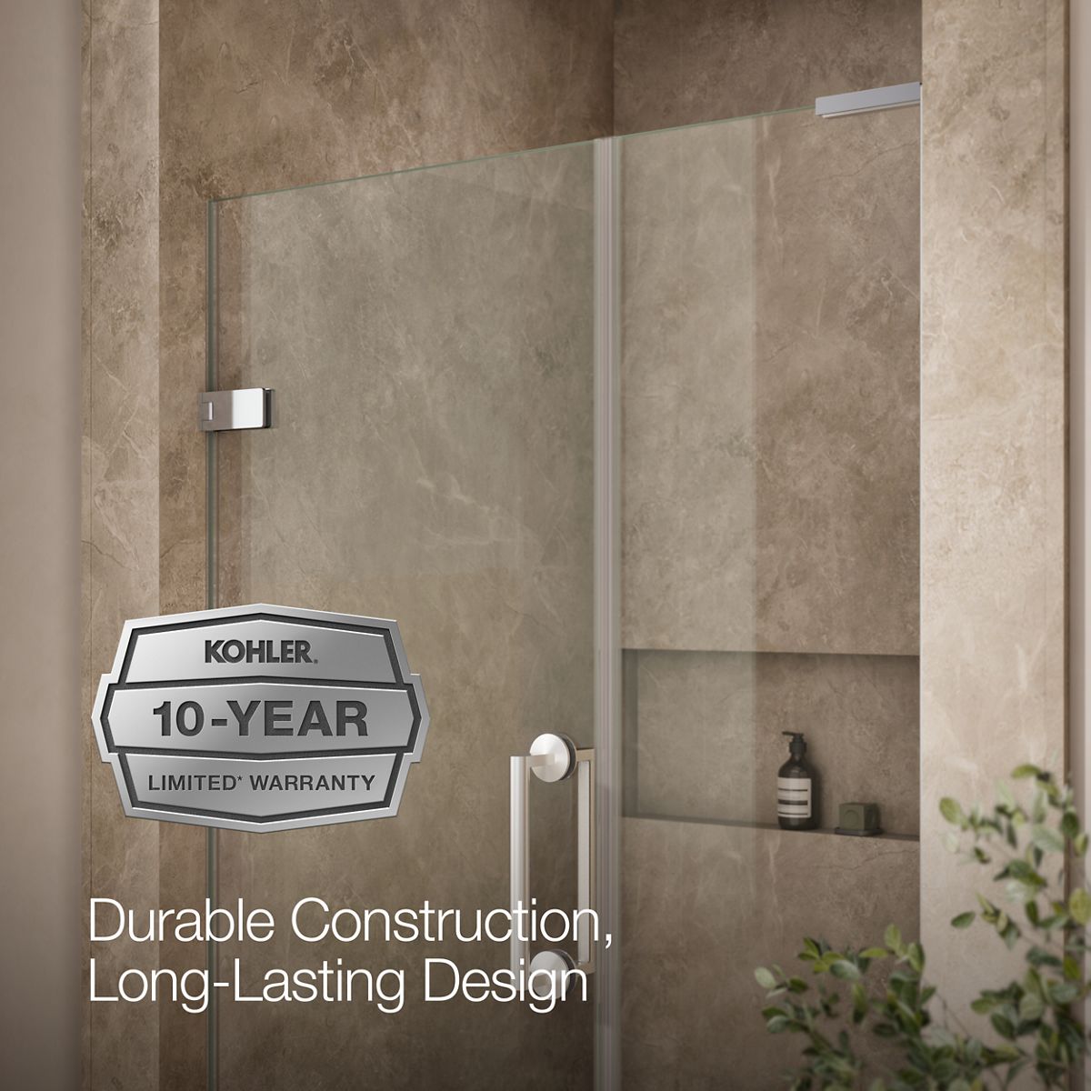 KOHLER K-27607-10L Components 71-1/2" x 46-3/4" frameless pivot shower door with 3/8" Crystal Clear glass and...