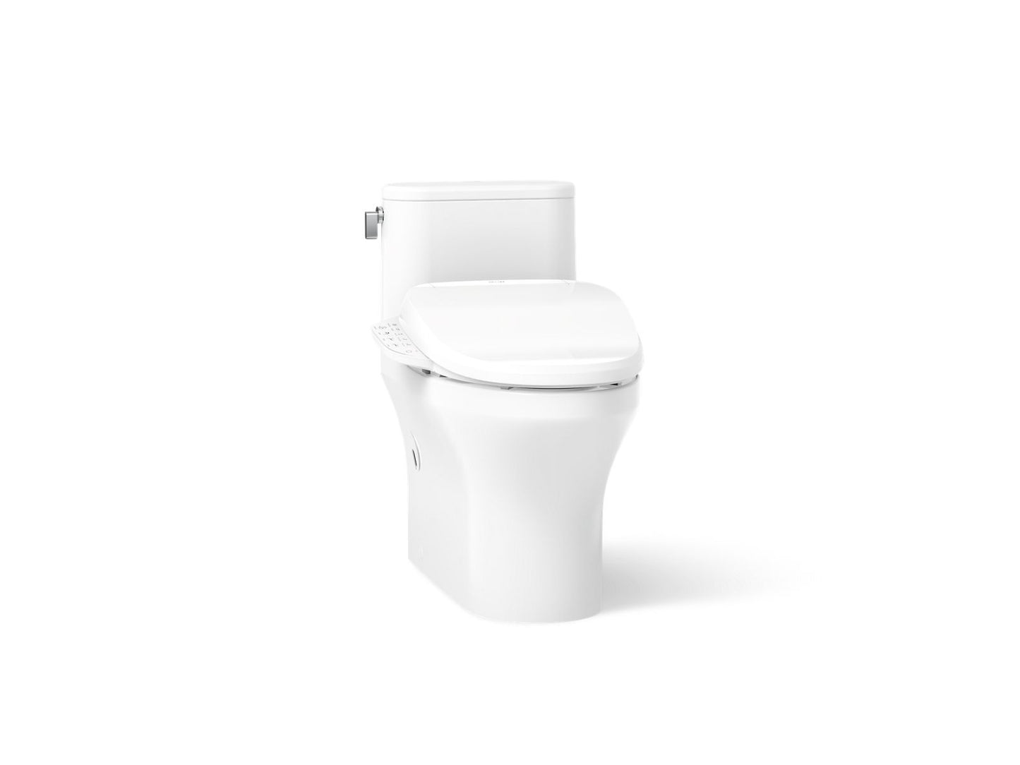 KOHLER K-28020-TBHHC Spacity Hidden Cord One-piece Compact Elongated Toilet with Skirted Trapway, 1.28 GPF, White - 3/4 view