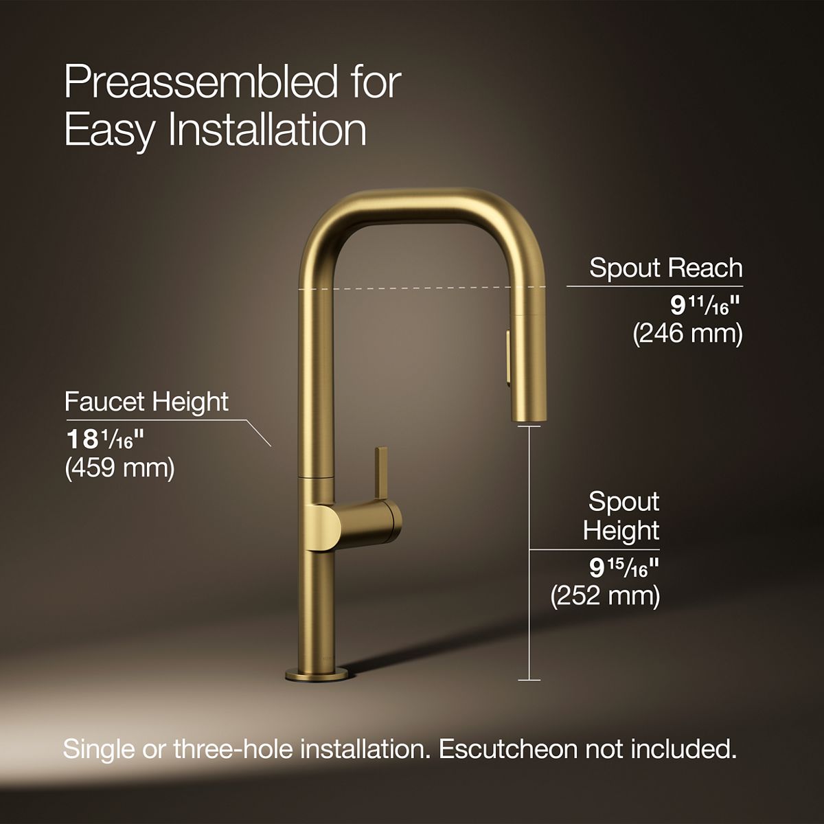 Kohler Components Pull-down kitchen sink faucet with two-function sprayhead