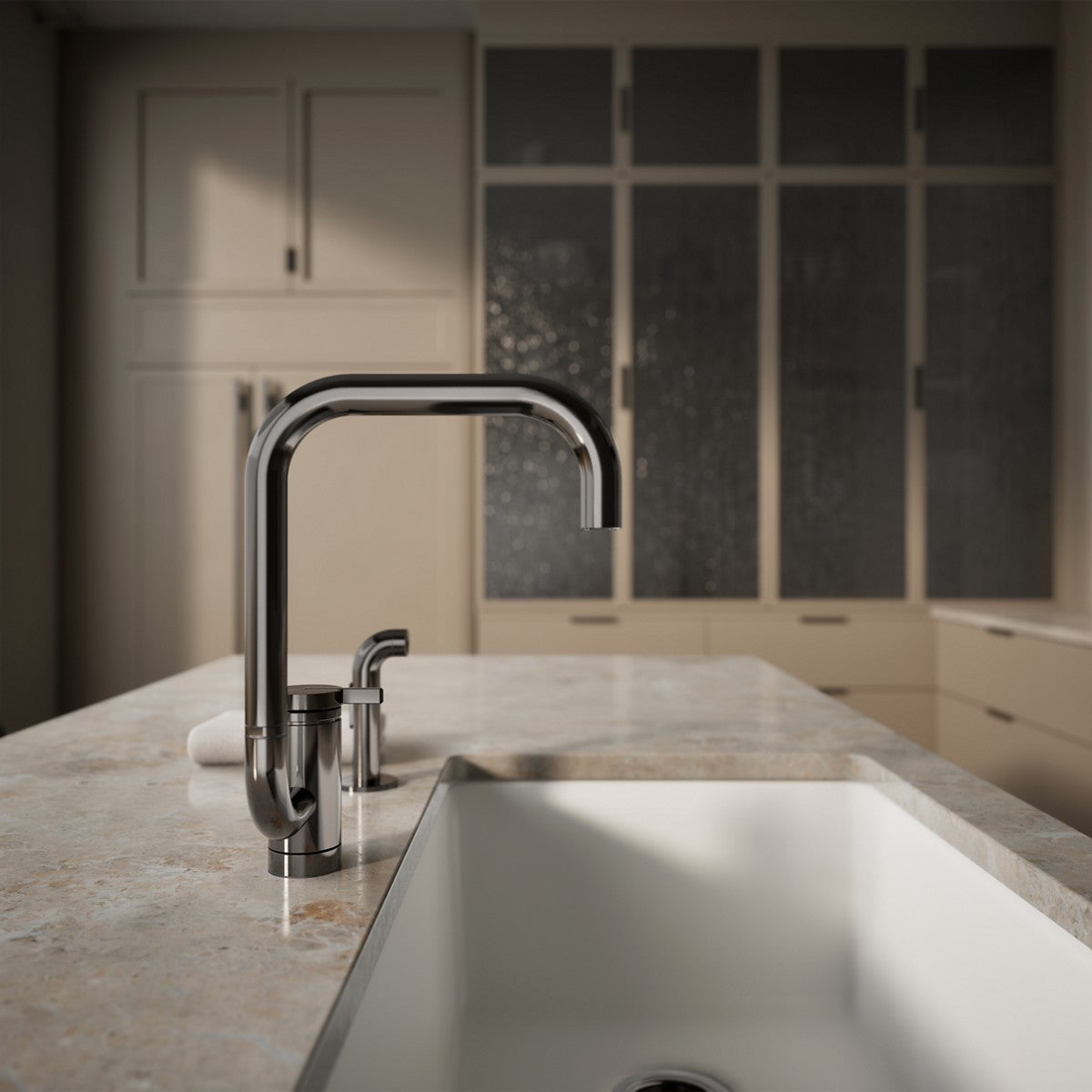 KOHLER K-28274 Components Single-handle kitchen sink faucet with two-function extended-reach spout and side sprayer