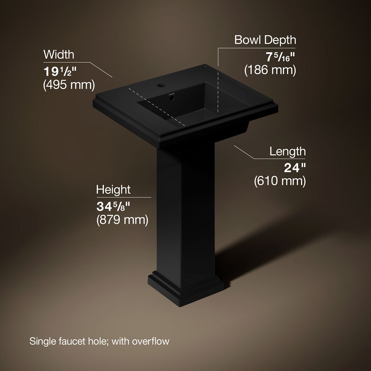 3/4 view of product with dimensions