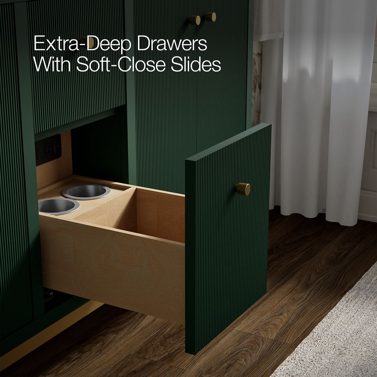 KOHLER Calpa™ 60" bathroom vanity cabinet with sinks and quartz top