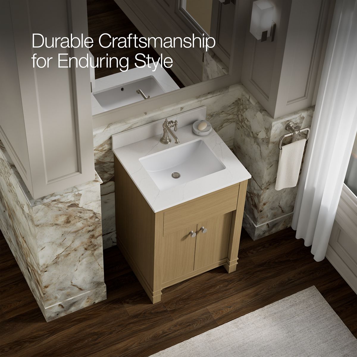 KOHLER Alouette™ 24" bathroom vanity cabinet with sink and quartz top