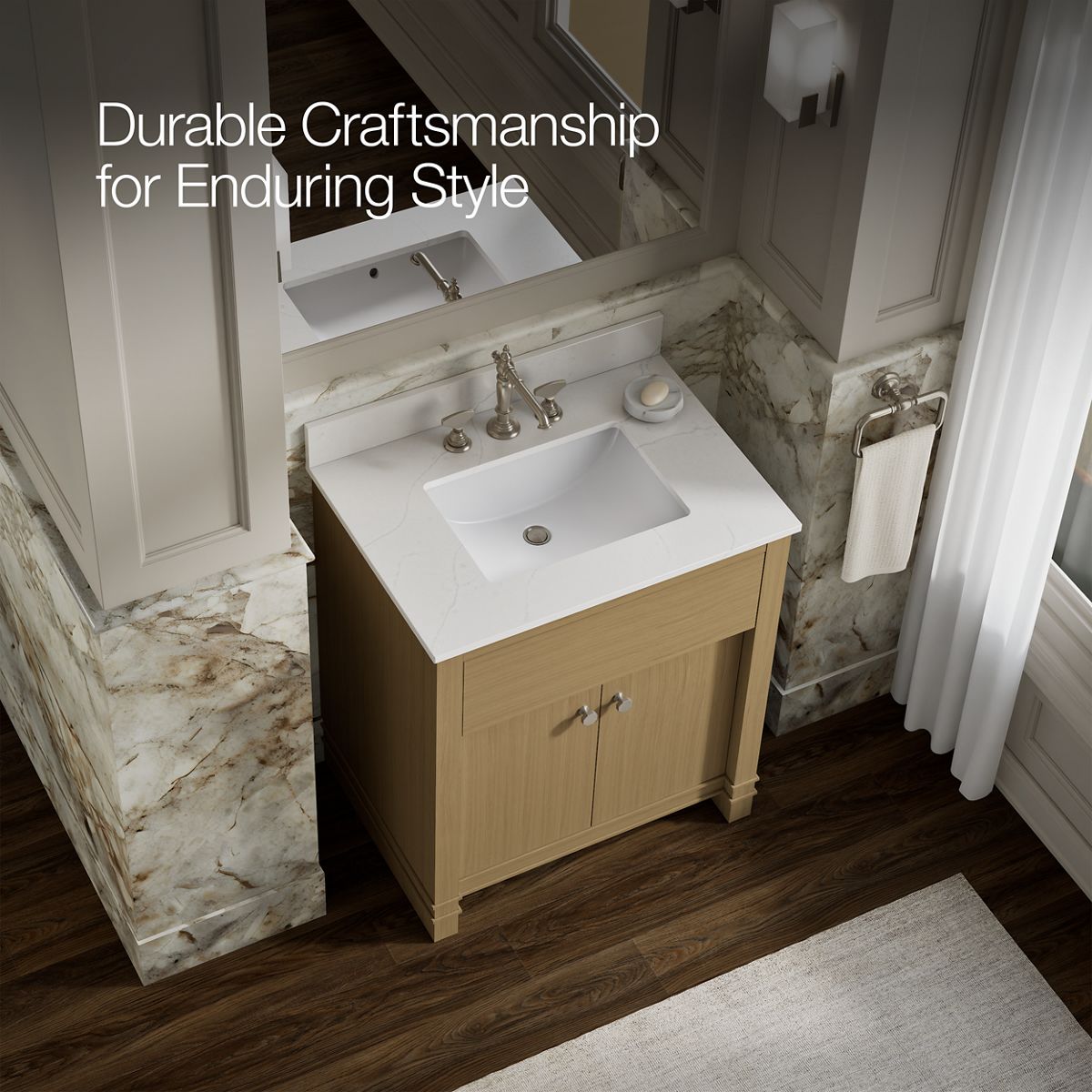 KOHLER Alouette™ 30" bathroom vanity cabinet with sink and quartz top