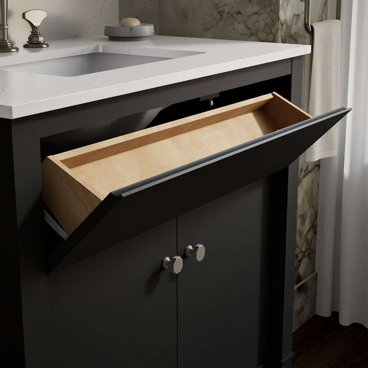 KOHLER K-33266 Alouette™ 36" Bathroom Vanity Cabinet with Sink and Quartz Top, dark warm grey - view 4
