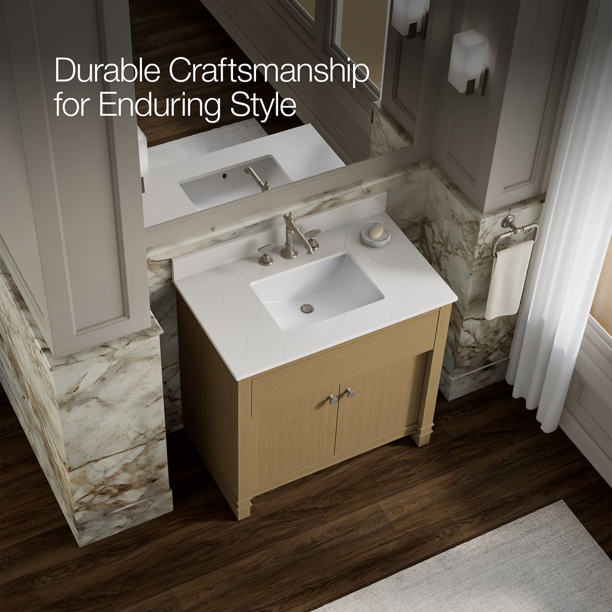 KOHLER Alouette™ 36" bathroom vanity cabinet with sink and quartz top