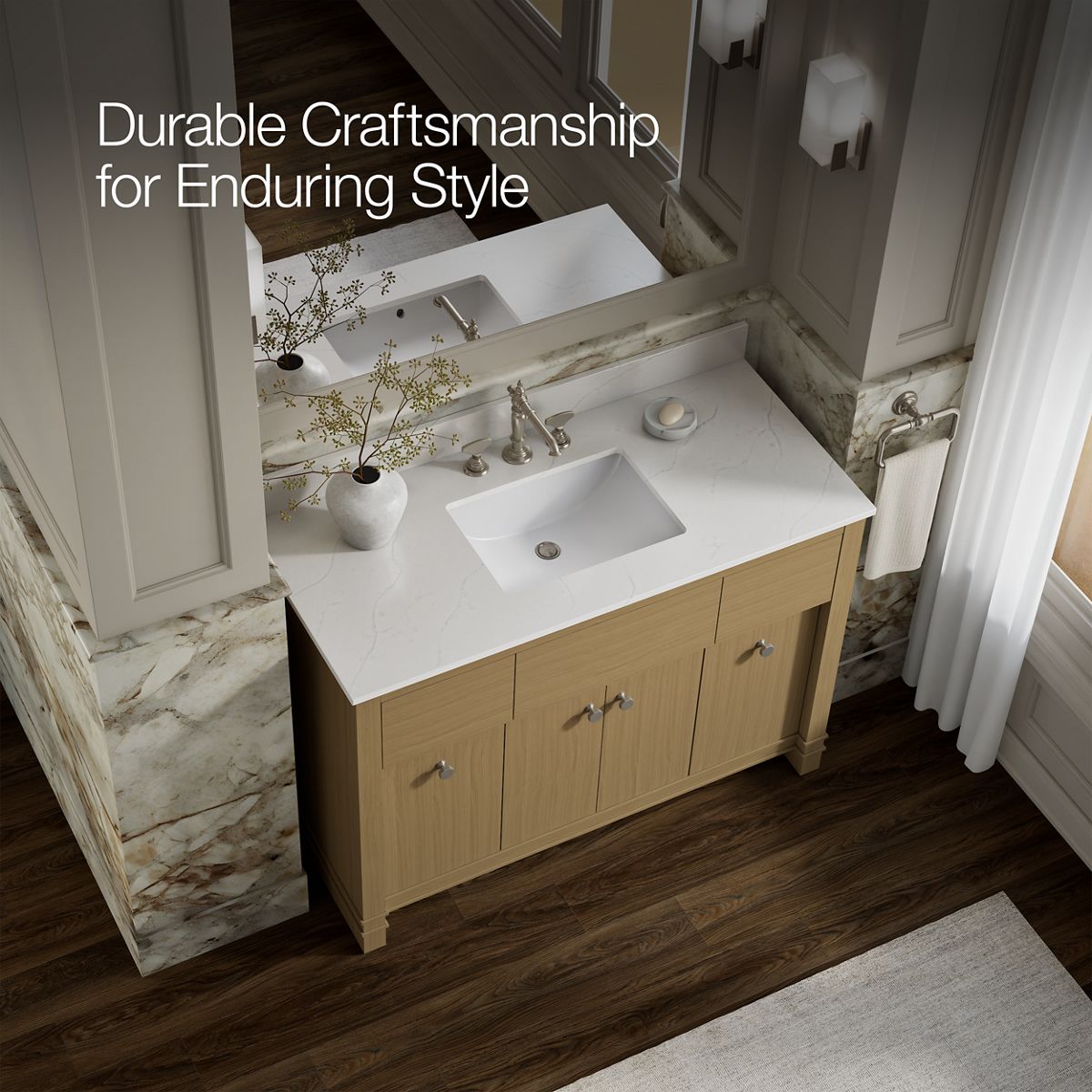 KOHLER Alouette™ 48" bathroom vanity cabinet with sink and quartz top