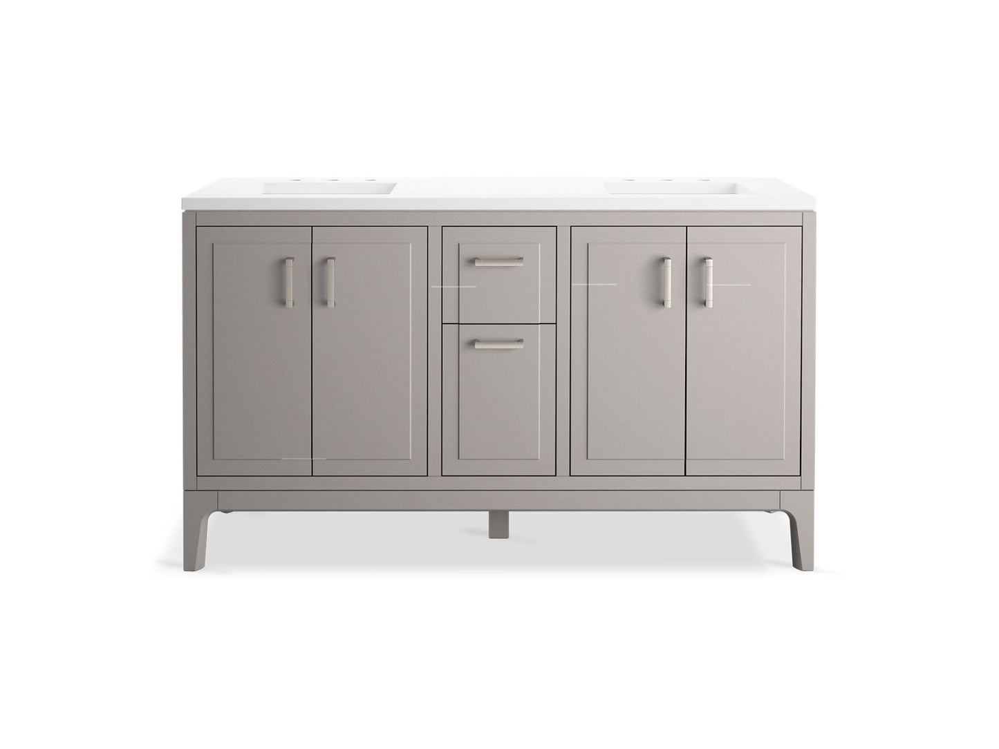 KOHLER K-33555-ASB Seer 60" bathroom vanity cabinet with sinks and quartz top