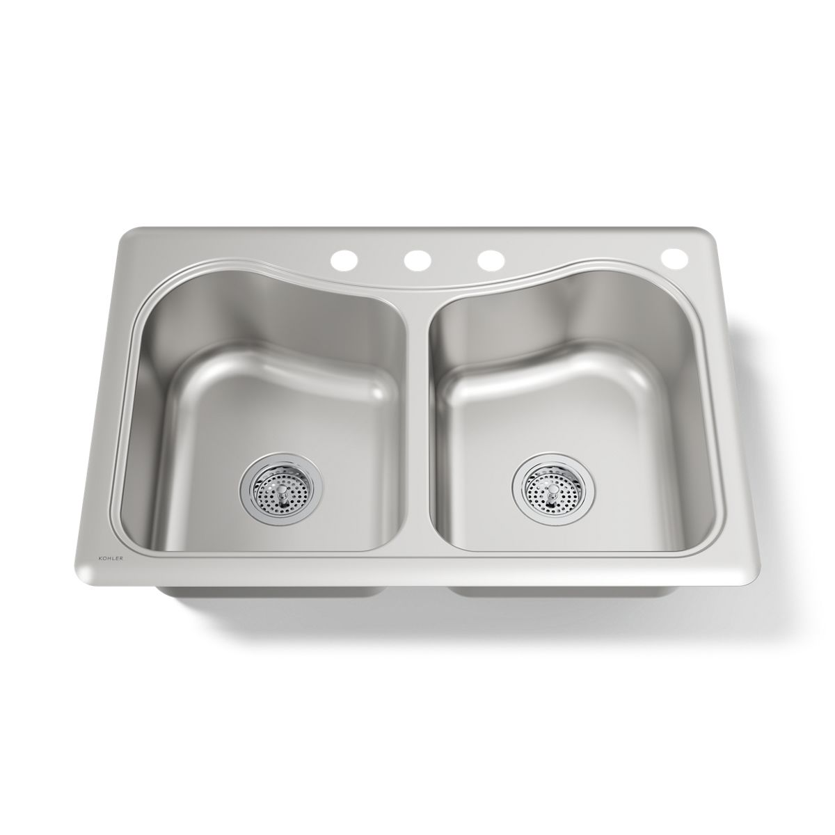 KOHLER K-3369-4 Staccato 33" top-mount double-bowl kitchen sink