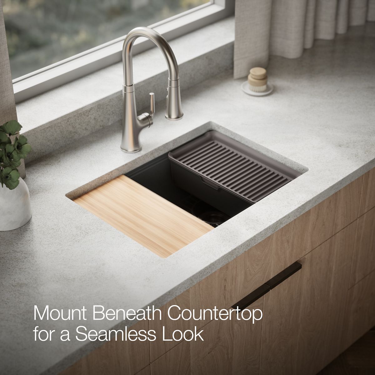 KOHLER Billings™ 27" undermount single-bowl workstation kitchen sink