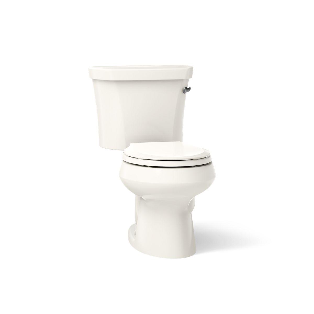 KOHLER K-3947-RA Wellworth Two-piece round-front 1.28 gpf toilet with right-hand trip lever and 14" rough-in, biscuit -...