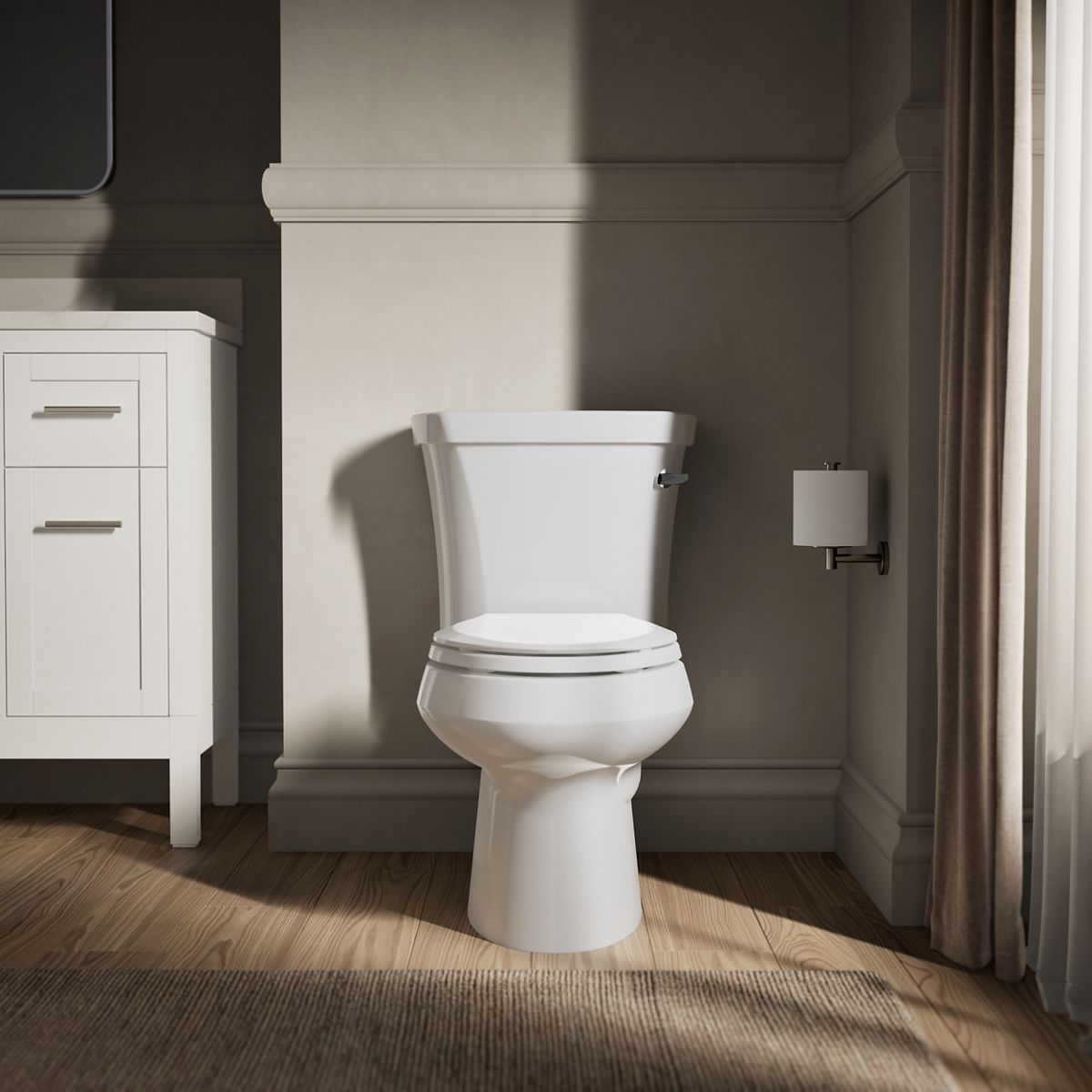 KOHLER K-3948-UR Wellworth Two-piece elongated 1.28 gpf toilet with right-hand trip lever, insulated tank and 14"...