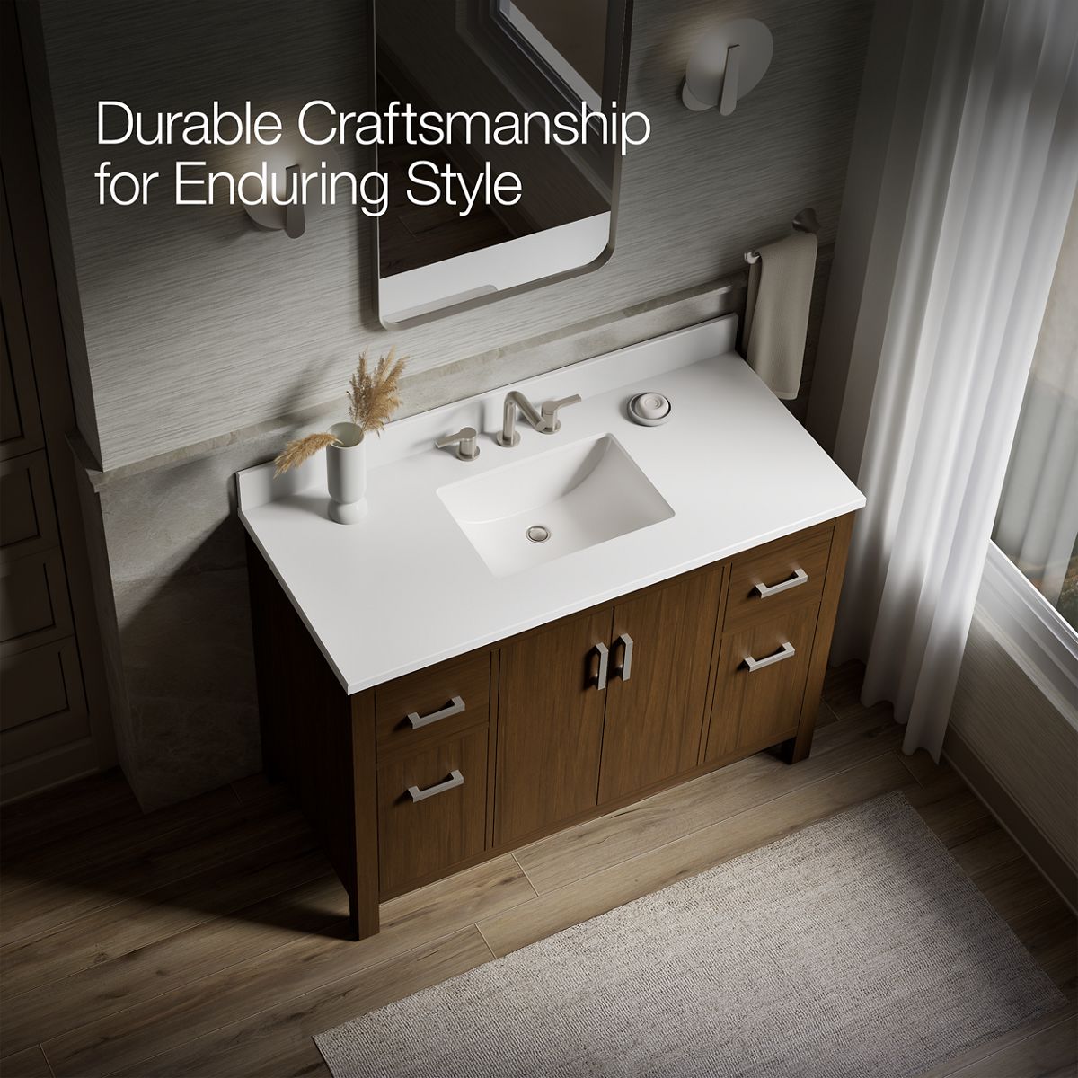KOHLER K-40640-BD1 Kresla 48" bathroom vanity cabinet with sink and quartz top