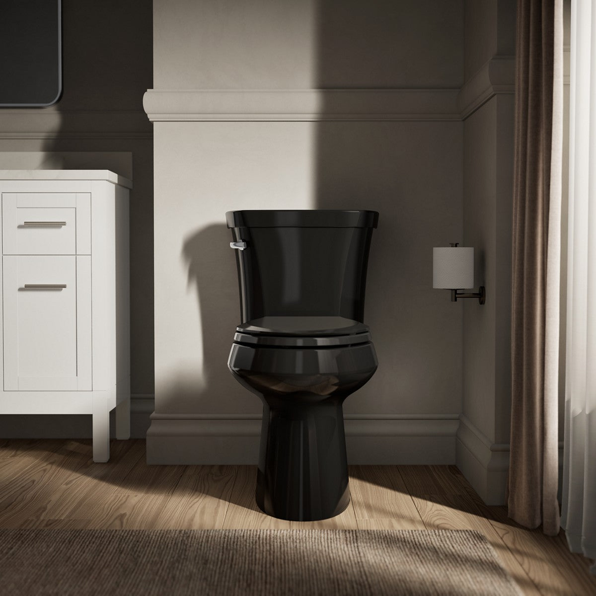 KOHLER K-5298 Highline ComForteeight Two-piece elongated 1.0 gpf chair height toilet, black - view 5