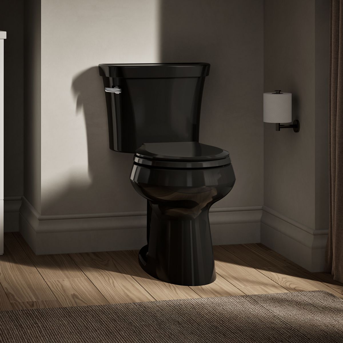 KOHLER K-5481 Highline ComForteeight Two-piece round-front 1.28 gpf chair height toilet - Black Black