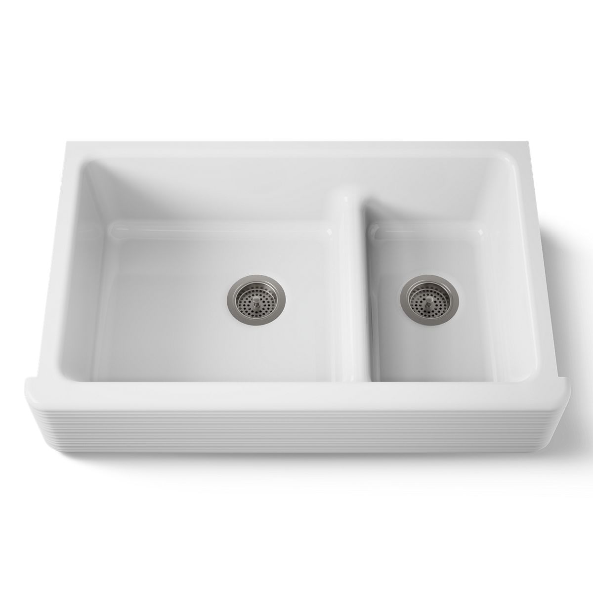 KOHLER K-6349 Whitehaven Hayridge Smart Divide 35-11/16" undermount double-bowl farmhouse kitchen sink