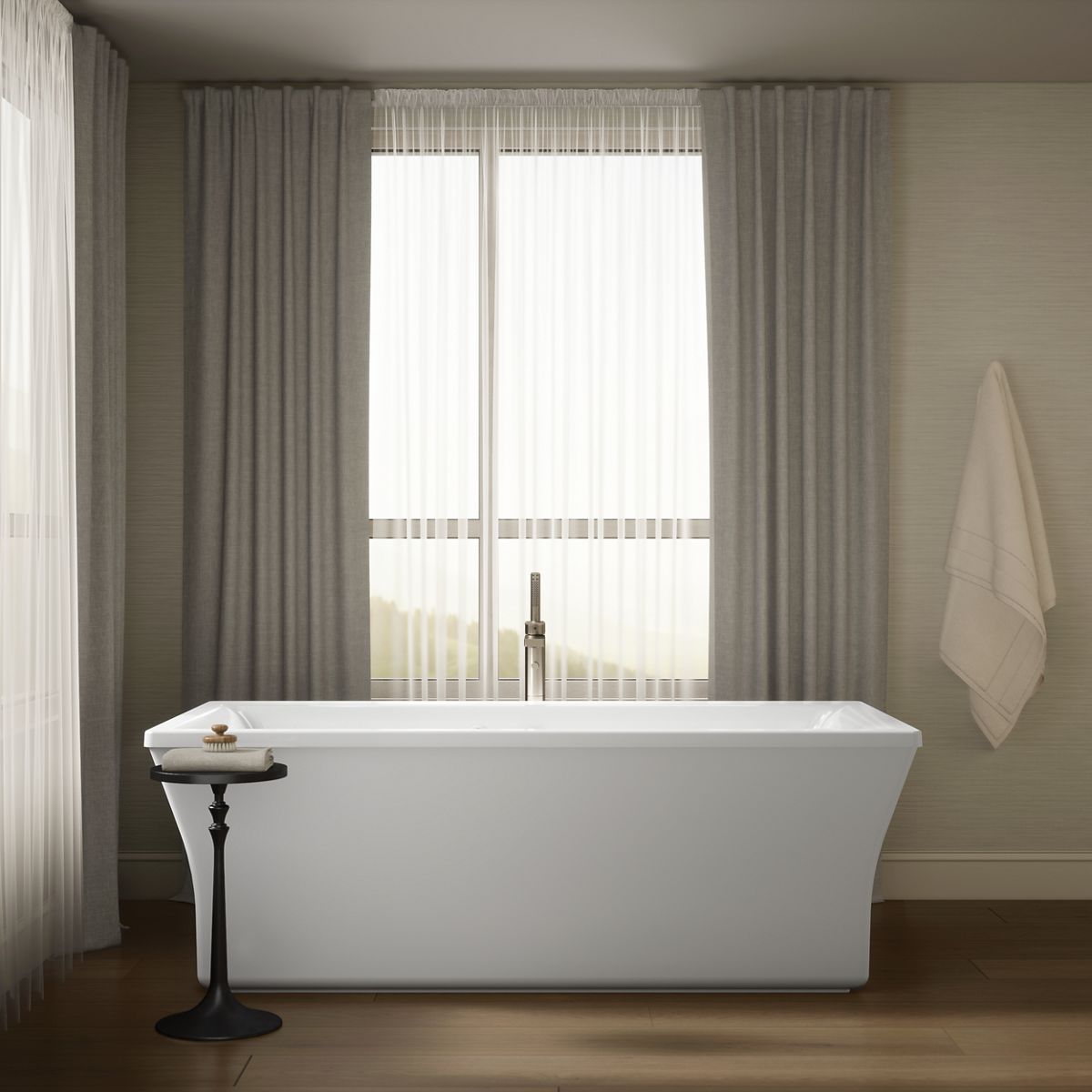 KOHLER K-6367-W1 Stargaze 72" x 36-1/4" freestanding bath with Bask heated surface and fluted shroud
