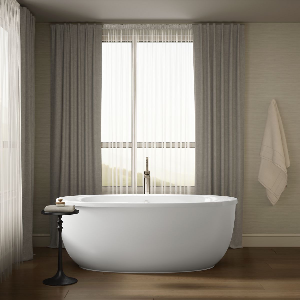 KOHLER K-6369 Sunstruck 65-1/2" x 35-1/2" freestanding bath with fluted shroud