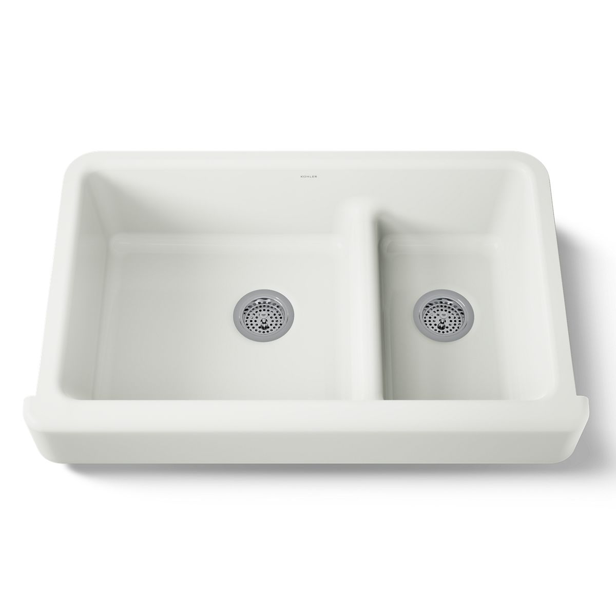 KOHLER K-6426 Whitehaven Smart Divide 35-1/2" undermount double-bowl farmhouse kitchen sink with short apron