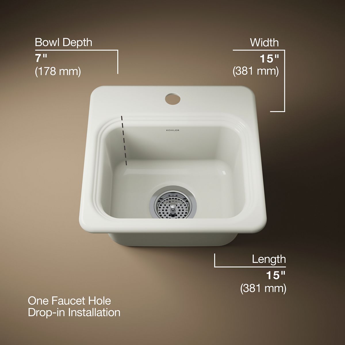 KOHLER Northland™ 15" top-mount single-bowl bar sink