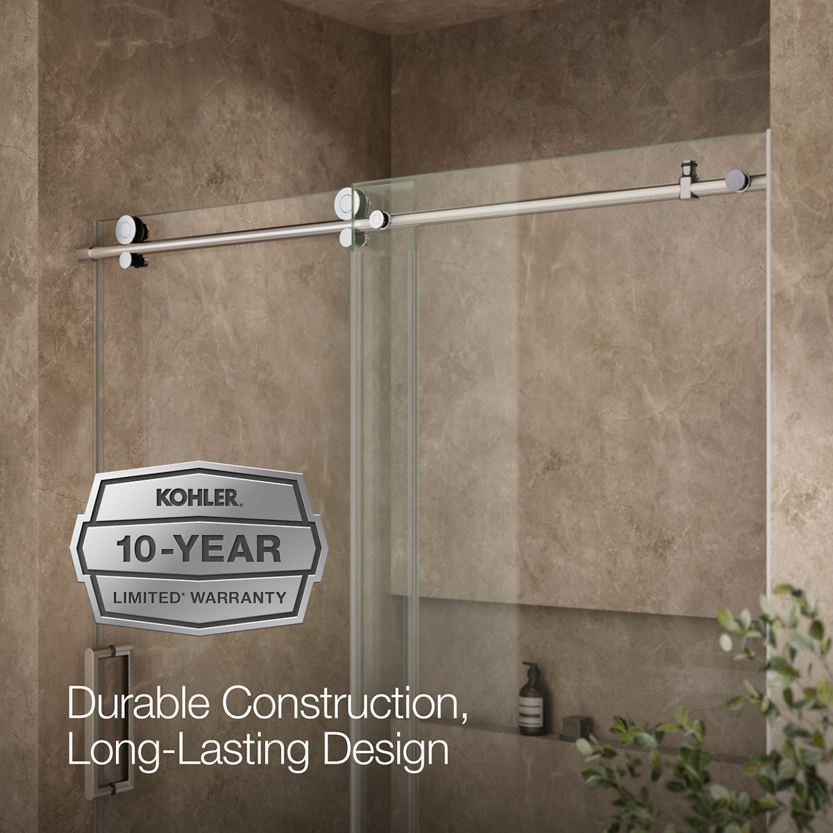KOHLER K-701694-L Composed 62" H sliding bath door with 3/8"-thick glass