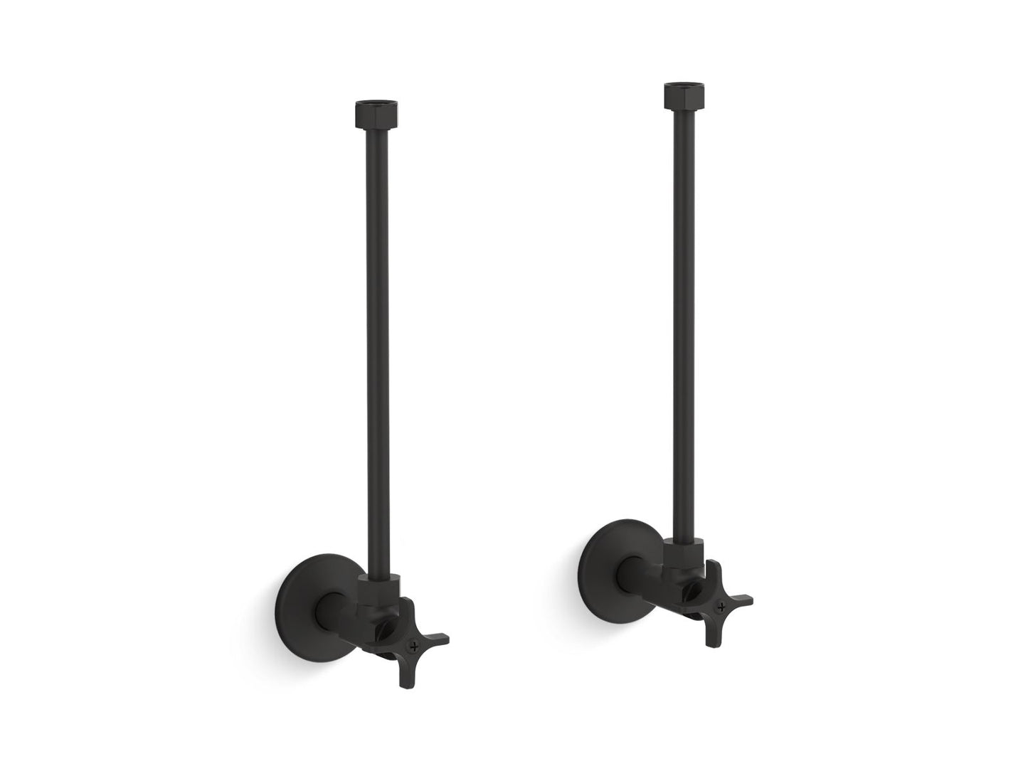 KOHLER K-7606-P Pair 1/2" NPT angle supplies with stop, cross handle and annealed vertical tube