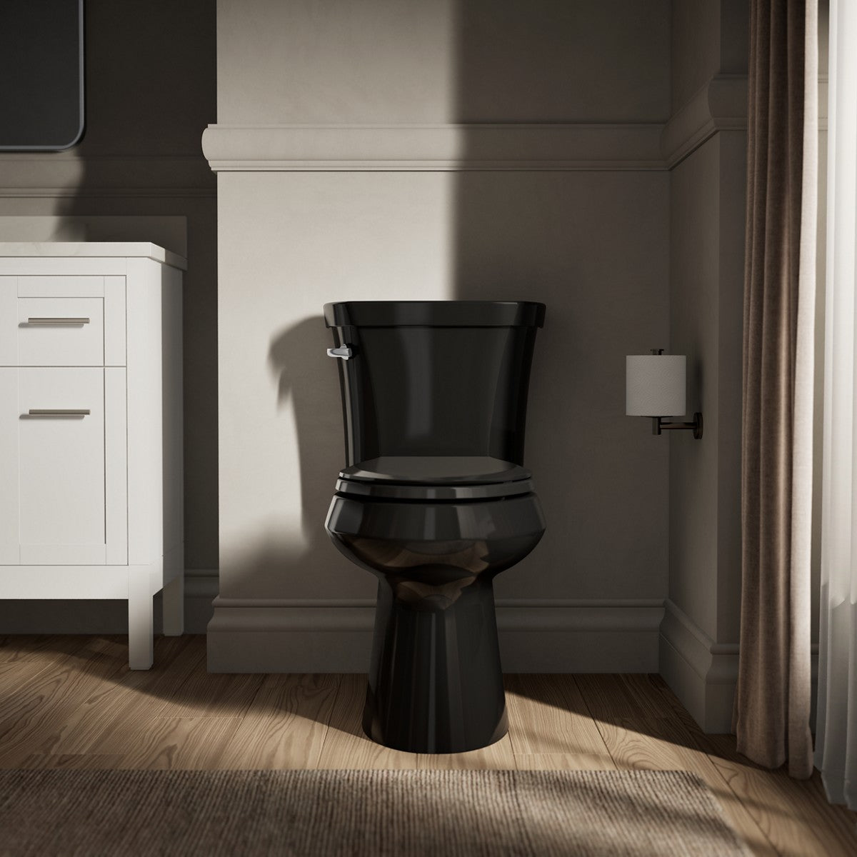 KOHLER K-76301 Highline ComForteeight Two-piece elongated 1.28 gpf chair height toilet, black - view 5