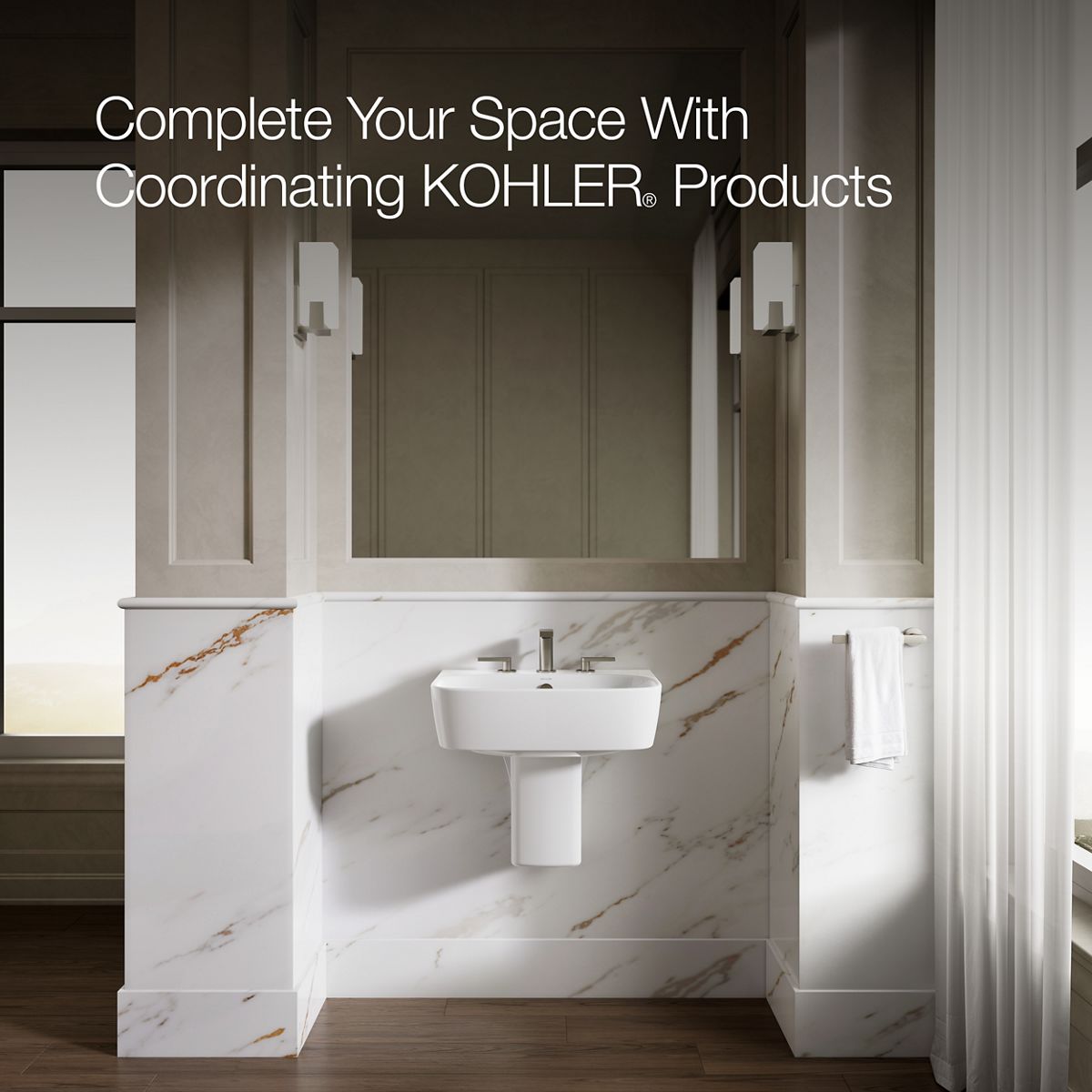 KOHLER K-77768-8 ModernLife wall-mount pedestal bathroom sink, white - view 5