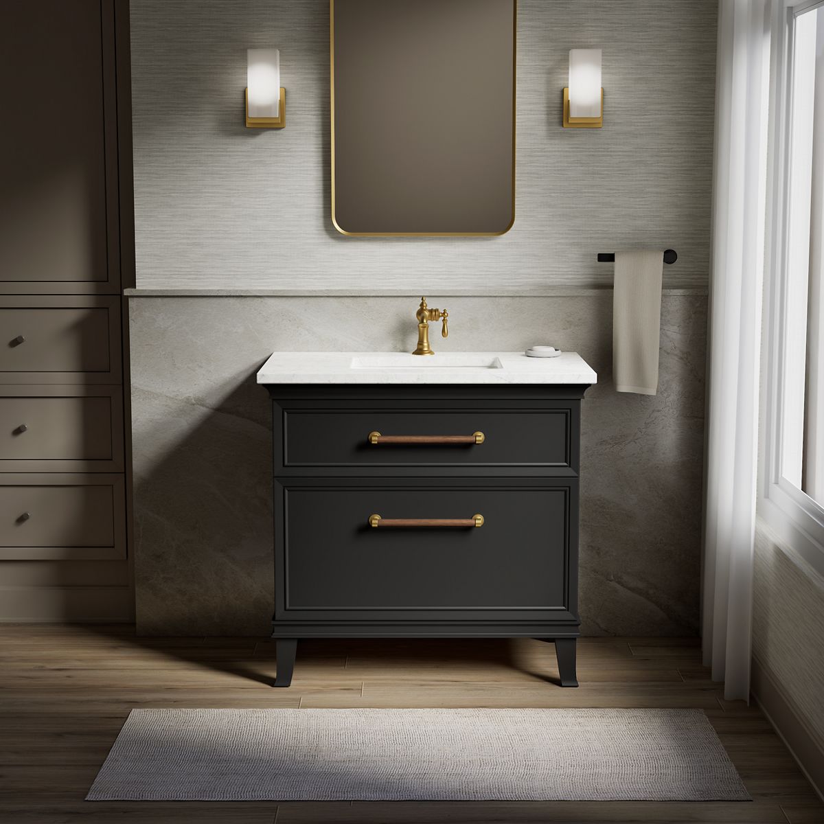 KOHLER K-CM33559-BD1 Artifacts Harken 36" bathroom vanity cabinet with sink and quartz top, slate grey - view 5