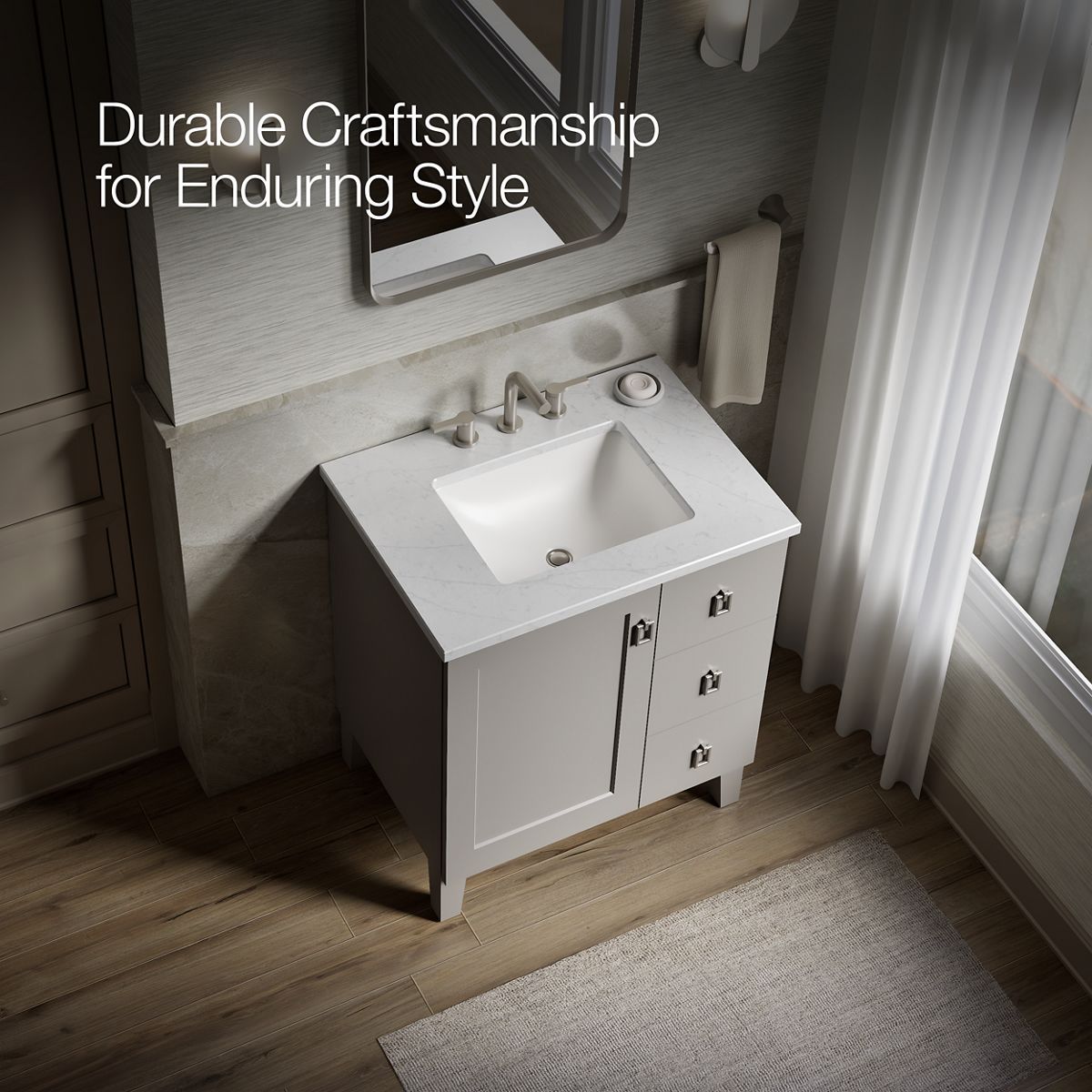 KOHLER K-CM99530-BD1 Poplin 30" bathroom vanity cabinet with sink and quartz top, mohair grey - view 5