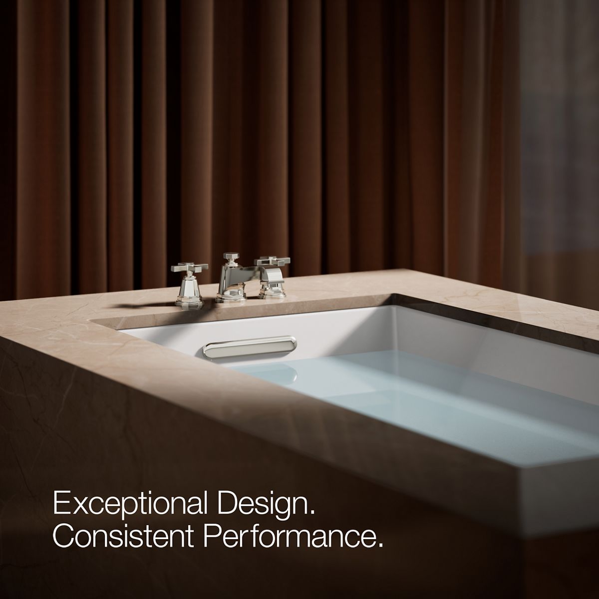 KOHLER K-T13140-3A Pinstripe Pure Deck-mount bath faucet trim with cross handles