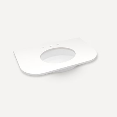 Robern TA36UCO93-8CR1 Quartz Stone Vanity Top, 36" x 1-1/8" x 23", Center Undercounter Sink, White Zeus Extreme, Three Hole,