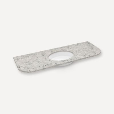 Robern TA56UCO96-8CR1 Quartz Stone Vanity Top, 56" x 1-1/8" x 23", Center Undercounter Sink, Pietra, Three Hole, for Rosebroo