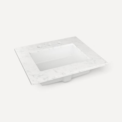 Robern TB25UCO94-8 Quartz Stone Vanity Top, 25" x 3/4" x 22", Center Undercounter Sink, Lyra, Three Hole, for Islamorada and