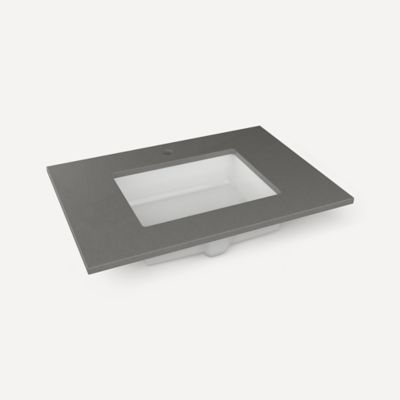 Robern TB31UCO91-1 Quartz Stone Vanity Top, 31" x 3/4" x 22", Center Undercounter Sink, Stone Gray, Single Hole, for Islamora