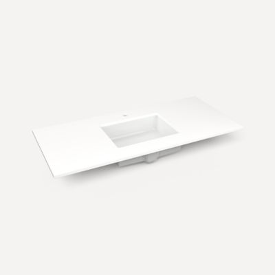 Robern TB49UCO93-1 Quartz Stone Vanity Top, 49" x 3/4" x 22", Center Undercounter Sink, White Zeus Extreme, Single Hole, for
