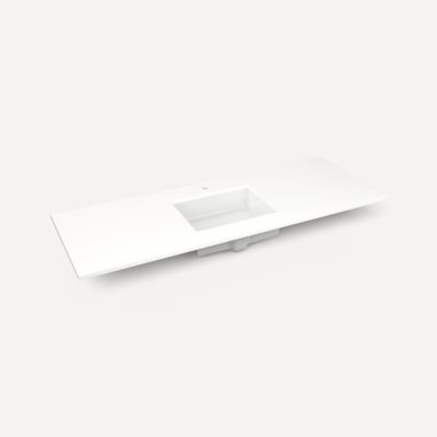 Robern TF61UCO93-1 Quartz Stone Vanity Top, 61" x 3/4" x 22", Center Undercounter Sink, White Zeus Extreme, Single Hole