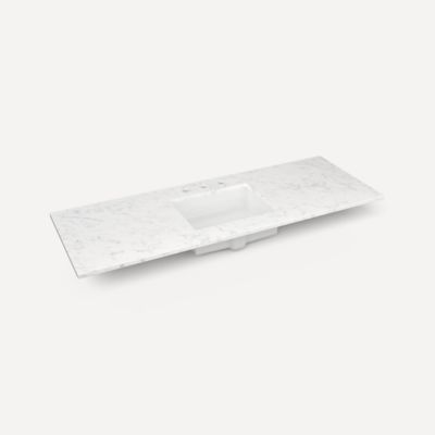 Robern TF61UCO94-8 Quartz Stone Vanity Top, 61" x 3/4" x 22", Center Undercounter Sink, Lyra, Three Hole
