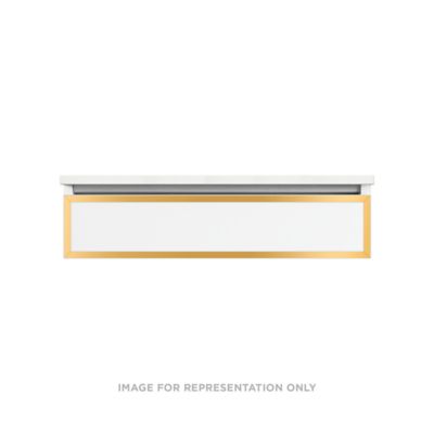 Robern VP36H1D21P21S82 Modular Vanity, 36" x 7-1/2" x 21", White, Matte Gold Frame, Plumbing Drawer, Selectable Night Light,