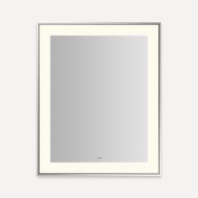 Robern YM2531RPSMD3K77 Sculpt Lighted Mirror, 25” x 31” x 2-1/4", Slim Museum Frame, Polished Nickel, Perimeter Light Pattern