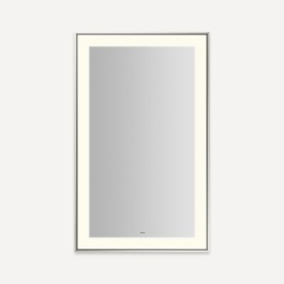 Robern YM2541RPSMD3K77 Sculpt Lighted Mirror, 25” x 41” x 2-1/4", Slim Museum Frame, Polished Nickel, Perimeter Light Pattern