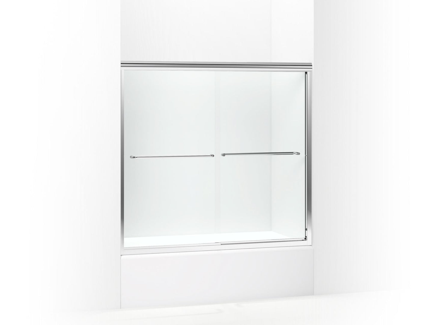 Sterling 5425-57 Finesse Frameless Sliding Bath Door, 55-1/2" H x 52 - 57" W, with 1/4" Thick Clear Glass, Silver